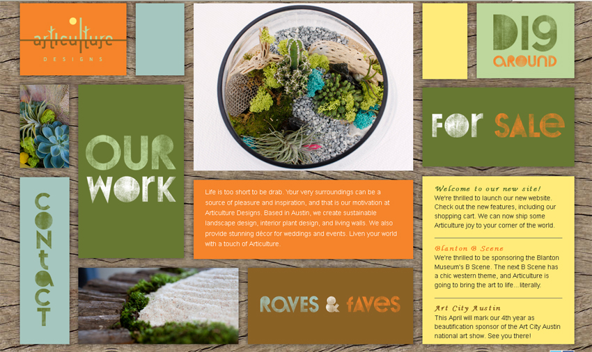 My role: Copywriting. Maintain site post-launch, copy and images. http://articulturedesigns.com/