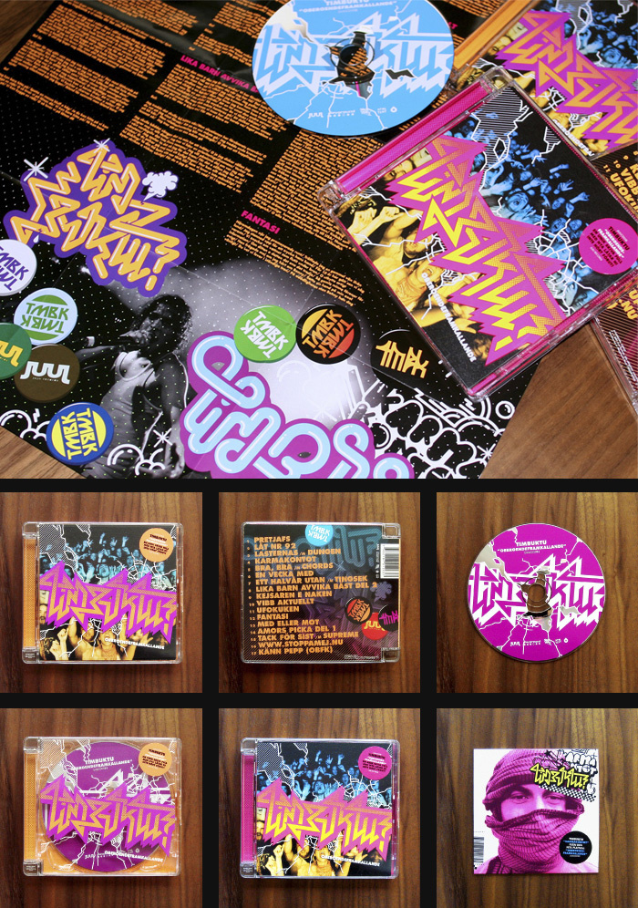 Timbuktu "Oberoendeframkallande". Bright screenprinted neon colors rule! 2 versions with different colors was made.