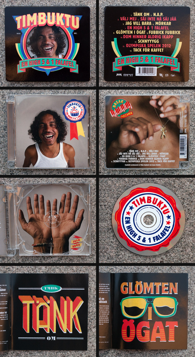Timbuktu CD, Super jewel case with outside paper sleeve. Every track has it's own custom made logotype featured in the booklet.