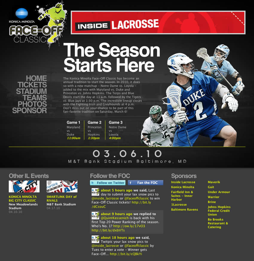 Face-Off Classic Event Website