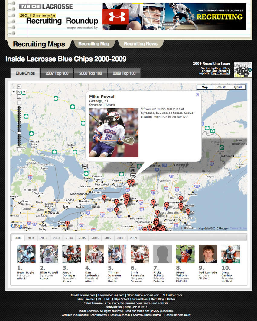 Recruiting Microsite for UnderArmour using Google Maps, XML and JQuery UI