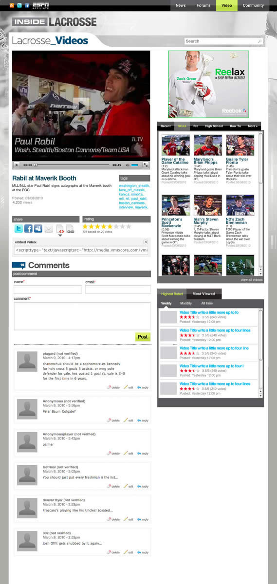 Future InsideLacrosse.tv interface using the VMIX API
