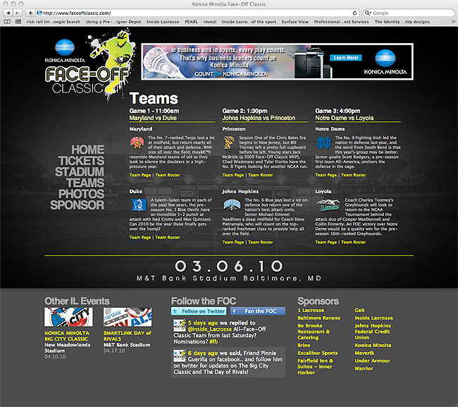 FaceOffClassic.com Team Page