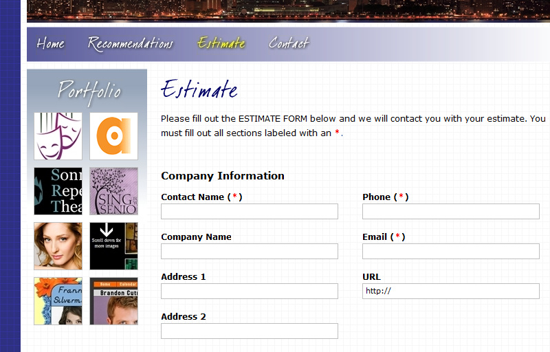 Estimate form