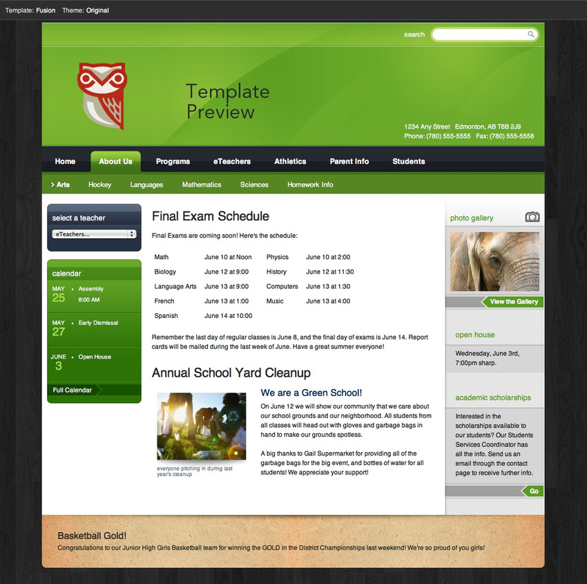 Wetaskiwin Regional Public Schools - Template Design, XHTML & CSS, Development and Dynamic Templating System