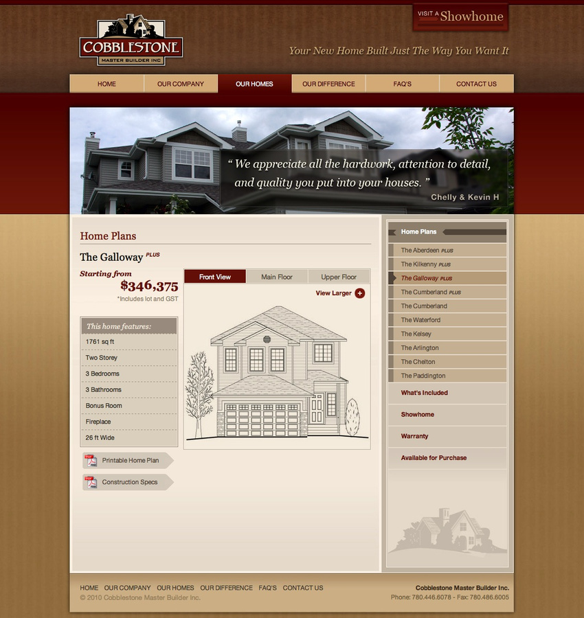 Cobblestone Master Builders (mycobblestone.ca) - Site Design, XHTML & CSS