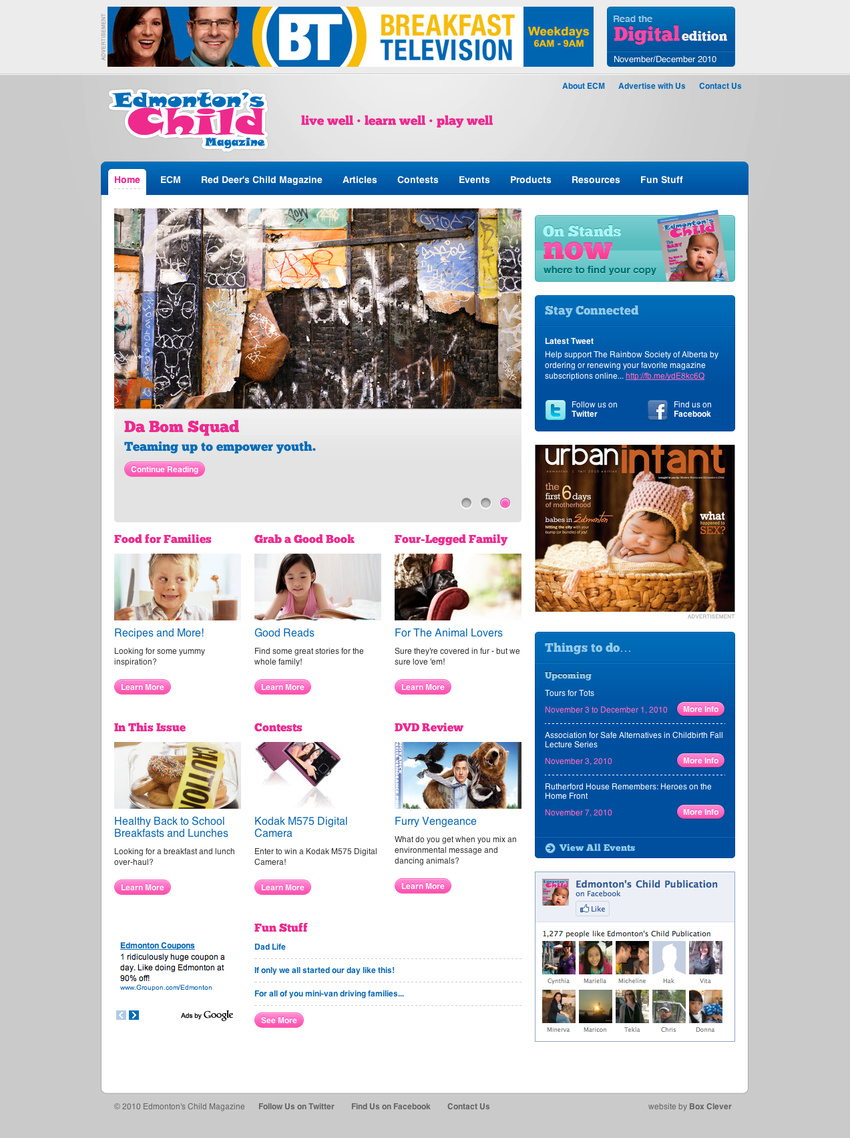 Edmonton's Child Magazine (www.edmontonschild.com) - Design, XHTML & CSS, CMS Integration