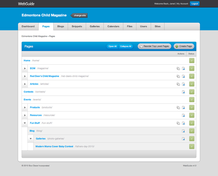 WebGuide CMS - Interaction and Layout Design, XHTML & CSS, Javascript