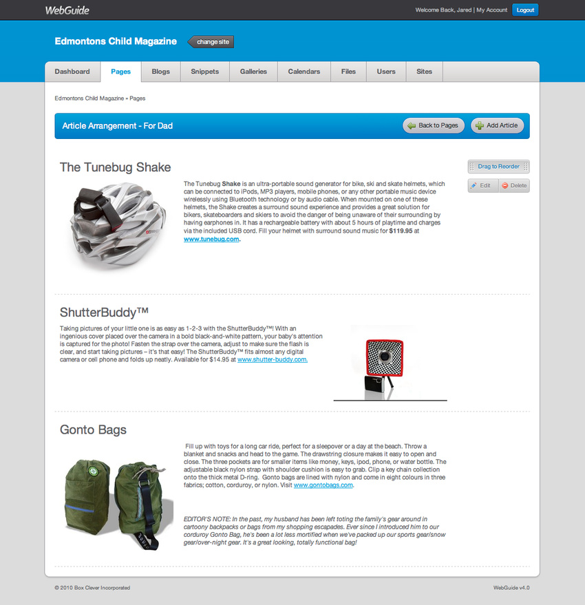 WebGuide CMS - Interaction and Layout Design, XHTML & CSS, Javascript