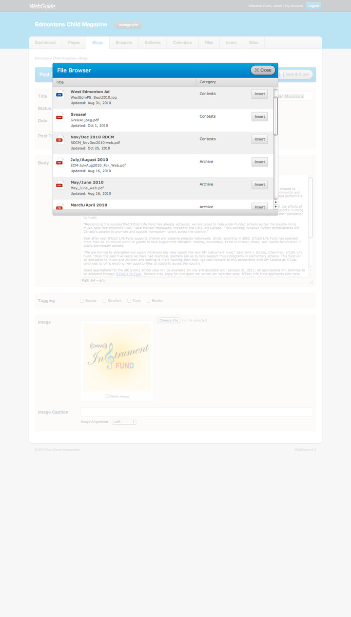 WebGuide CMS - Interaction and Layout Design, XHTML & CSS, Javascript