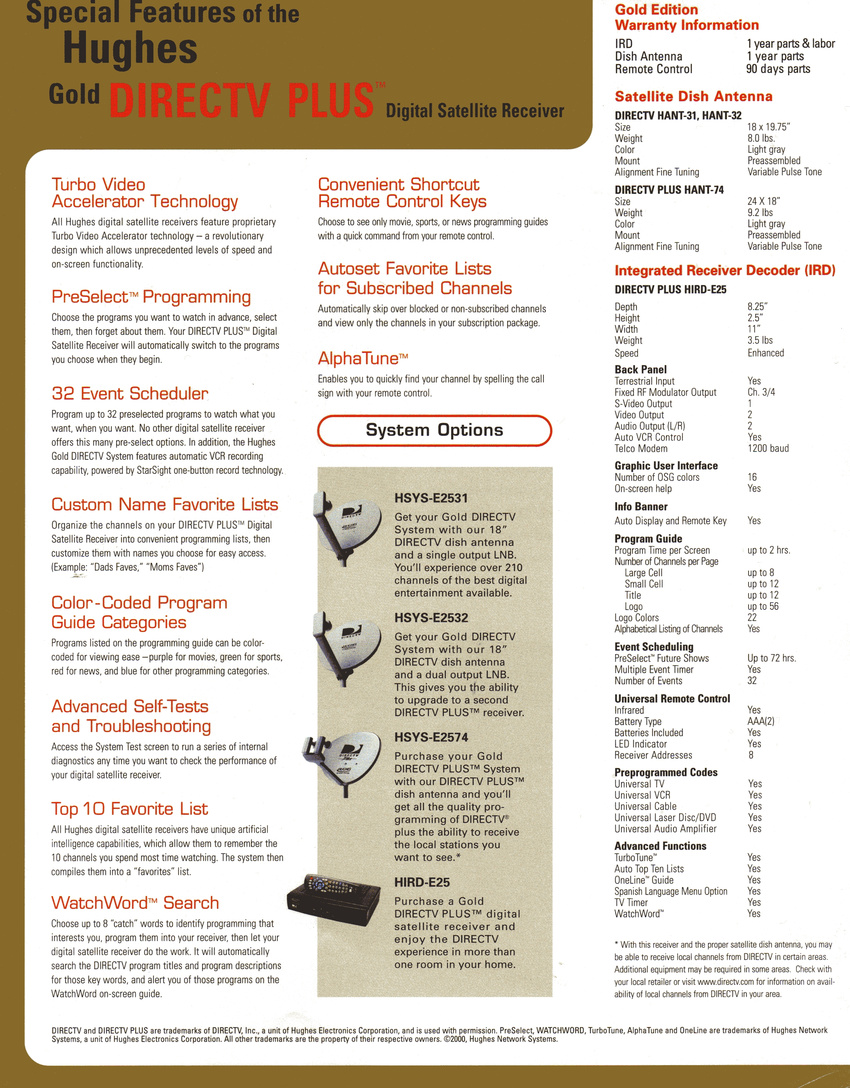 DirecWay Sell Sheet back