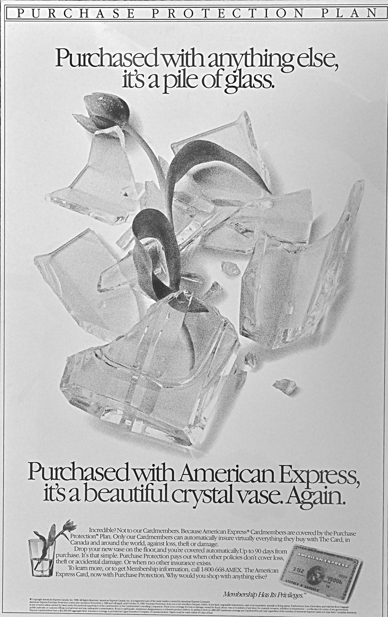 One of six full-page ads to launch the then-new services of Amex card