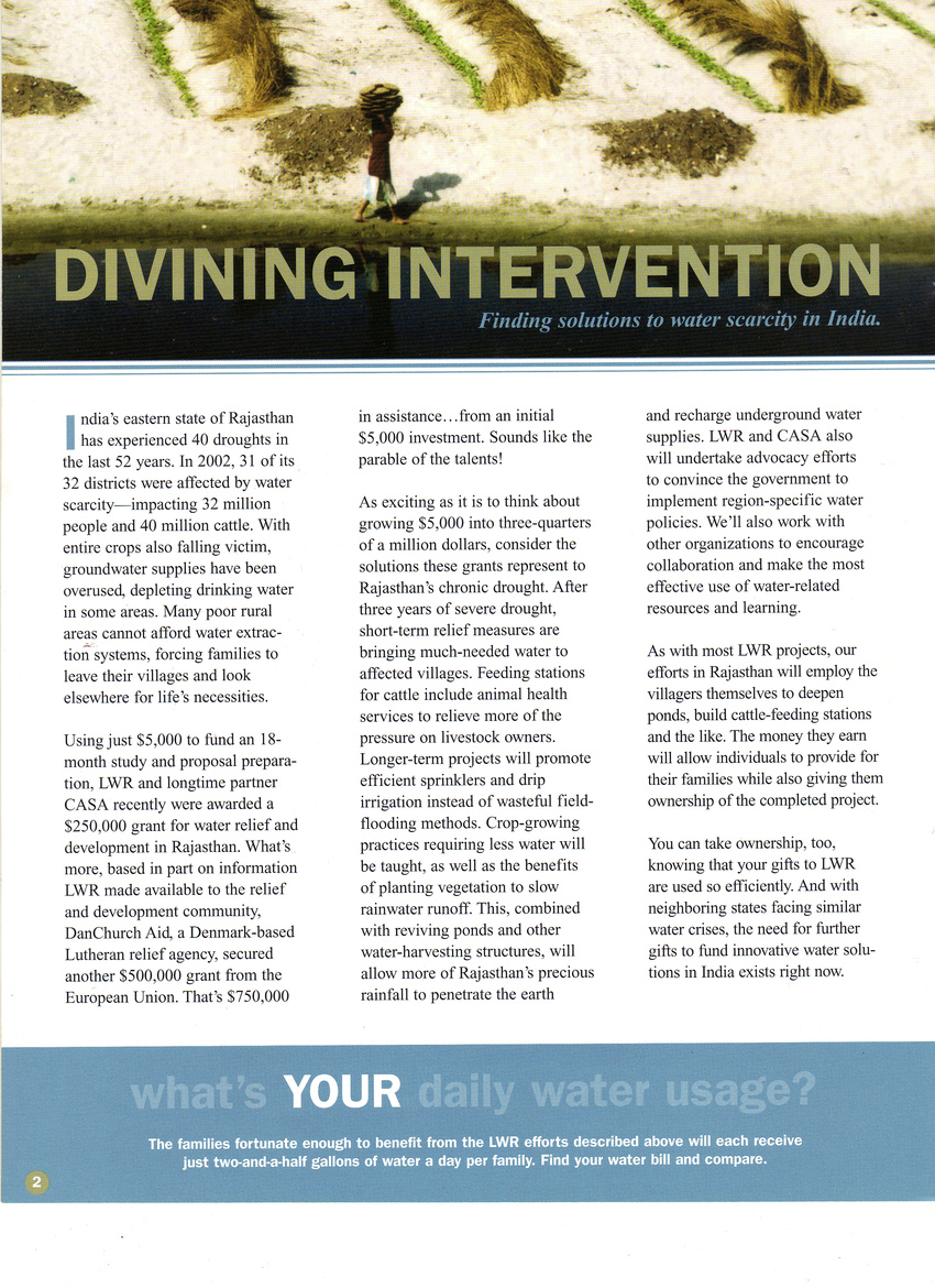 Food security newsletter for Lutheran World Relief