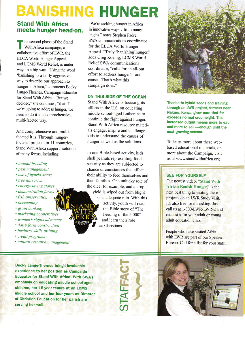 Food security newsletter for Lutheran World Relief