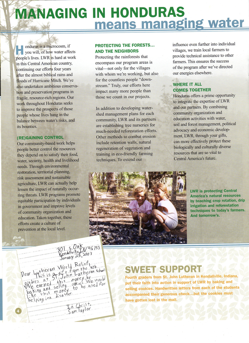 Food security newsletter for Lutheran World Relief