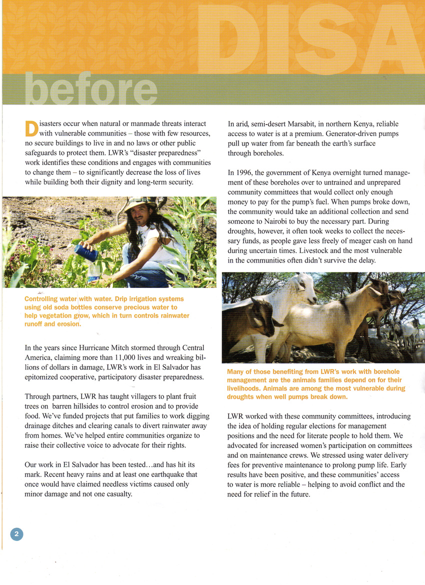 Disaster relief newsletter - Lutheran World Relief