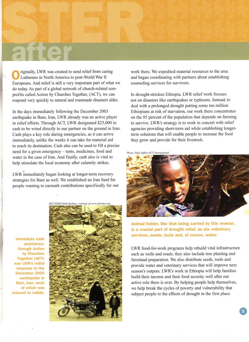 Disaster relief newsletter - Lutheran World Relief