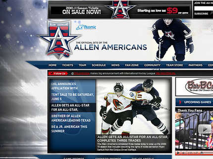 I designed and developed the website for the Allen Americans Hockey Team: www.allenamericans.com
