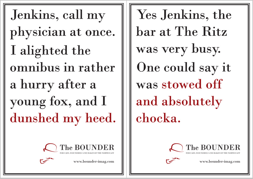 Ads for 'The Bounder', proposed online lifestyle magazine
