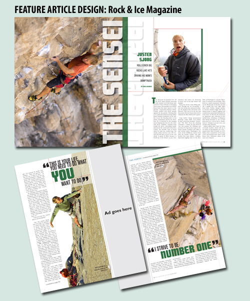 Feature Article Design for Rock & Ice Magazine