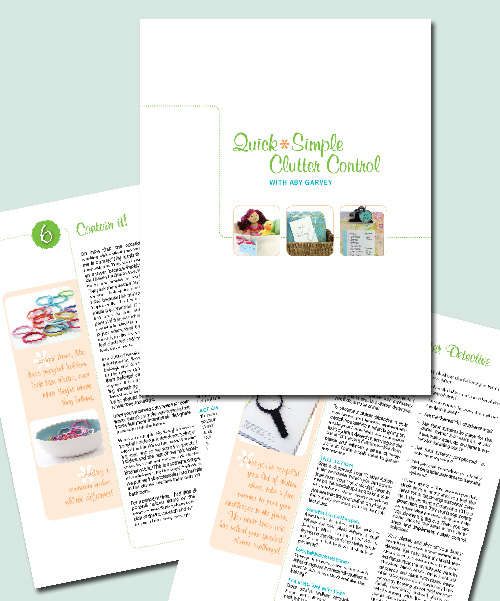 Quick & Simple Clutter Control eBook Cover and Page Layout