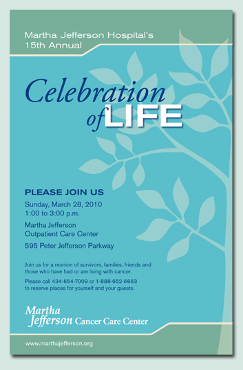 Martha Jefferson Hospital Celebration of Life Event Poster
