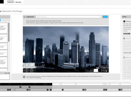 Complex video player with notes and external links synced on timeline
