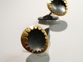 cufflinks, oxydized sterling silver, 24 kt gold
