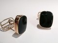 cufflinks, onyx, 14 kt gold, agriculture machine laquer