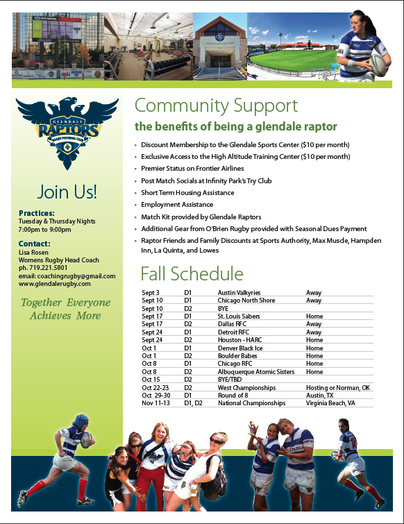 Glendale Women Raptors Flyer Back