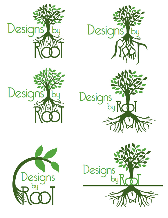preliminary test logos for Designs by Root