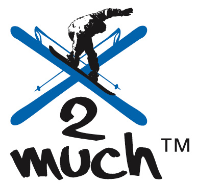 2 much snowboarding logo