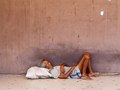 A labourer takes a siesta after lunch in Kluang, Malaysia.