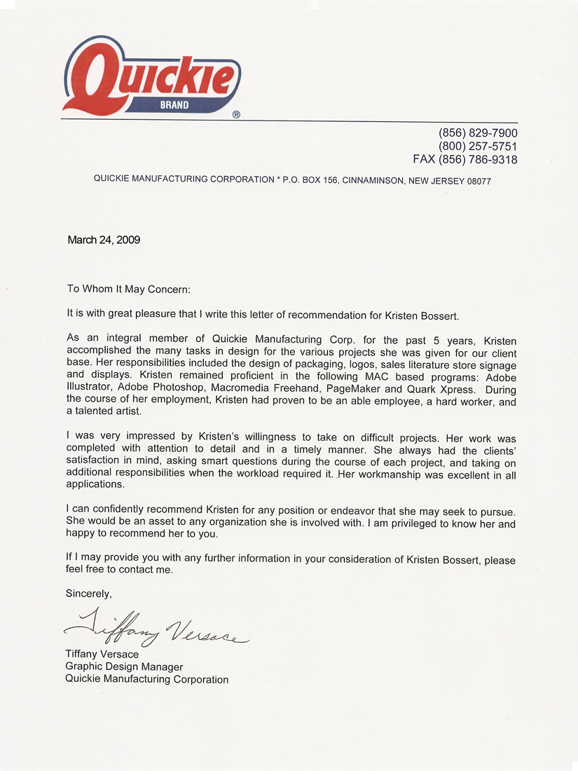 Quickie Letter of Recommendation 2