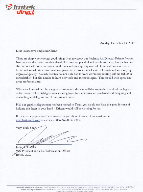 Imtek Letter of Recommendation