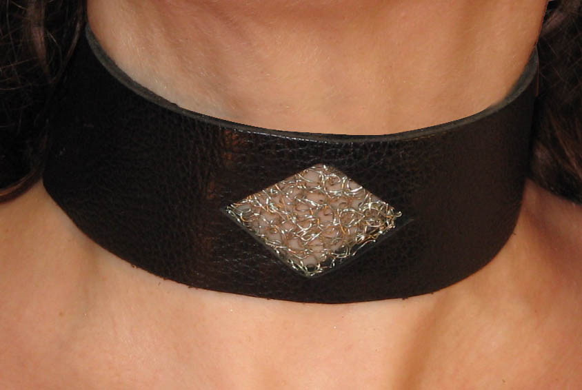 Leather & Crocheted Wire Choker