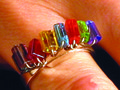 Multi-colored glass bead ring