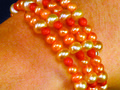 Pearl & Coral Beads Memory Wire Bracelet