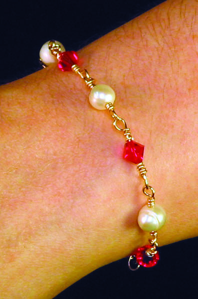 Pearl & Ruby Crystal Bracelet