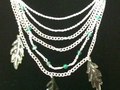 Multi-Chain & Glass Leaf Necklace