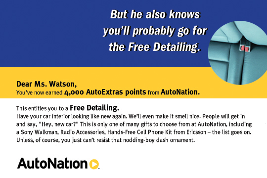 Direct mail Campaign for AutoNation:Postcard Back