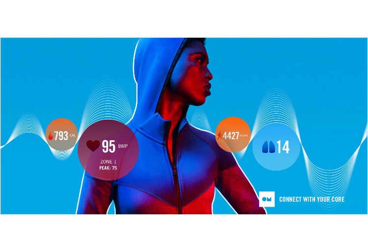 OMsignal makes "smart clothes" -- performance wear with intelligent technology woven into the fabric. It gives you feedback on heart rate, temperature, breathing and more. This was a campaign concept we did while developing their brand. The focus is on athletic/performance wear.