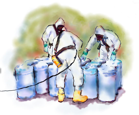 From a series of illustrations for Harding Lawson Associates and Environmental Cleanup