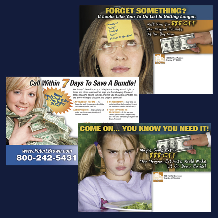 All Design for a Mailer Series for Peter Brown, Builder