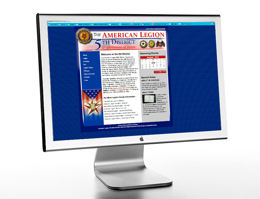 Art Direction, Web Design and Coding for The American Legion 5th District, Texas (www.5thdistrictlegion.org)