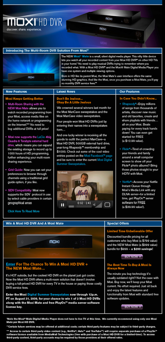 Art Direction, Web Design and Coding for Email Newsletter Series for Moxi.com