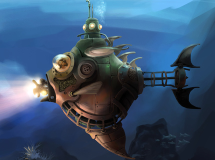 Pocket Submarine (personal work) : photoshop, painter