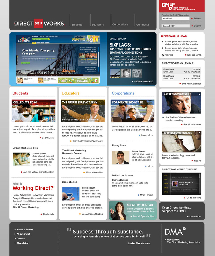 DMEF Homepage, 2008-2009