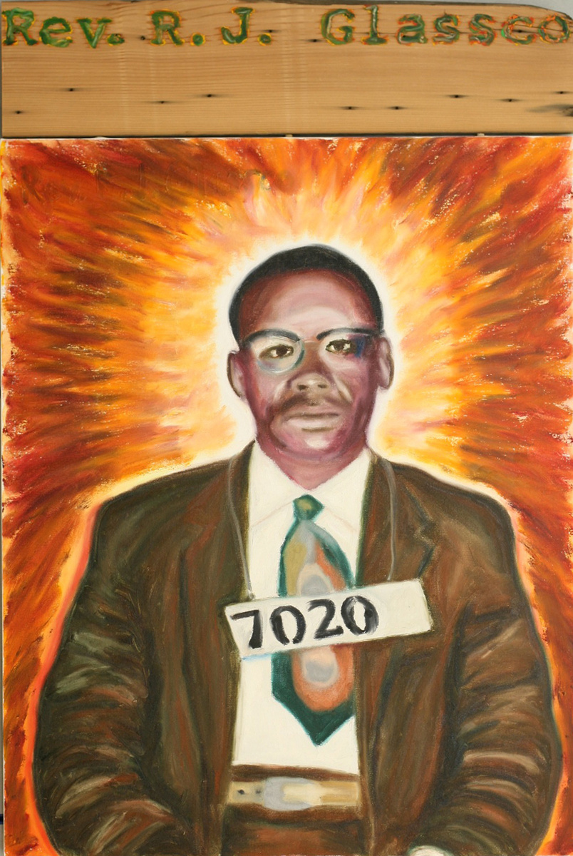7020 Reverend R. J. Glassco oil stick on canvas/wood 24x36 ’06-07 price: inquire