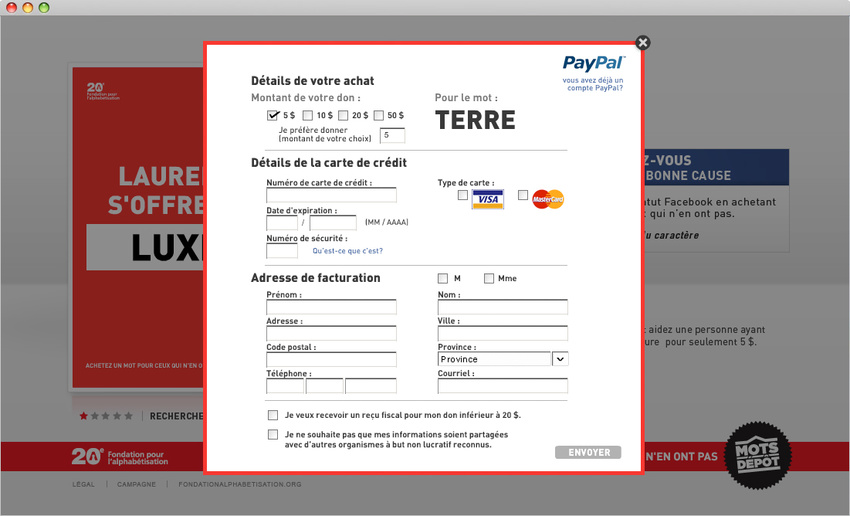 Fondation pour l'alphabétisation - Mots Dépôt - Web site (2010)